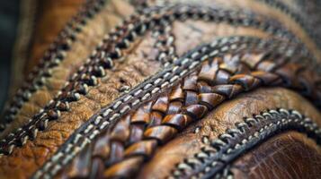Some stitches are long and straight while others have a slight curve adding a unique touch to each boot photo