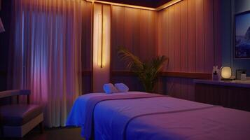 The private massage rooms feature soft lighting tranquil music and the soothing scent of essential oils creating a serene environment for ultimate relaxation photo