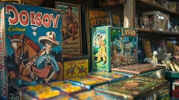 A vintage game of Cowboy Lasso with its charmingly retro packaging and illustrations beckons visitors to give it a try photo