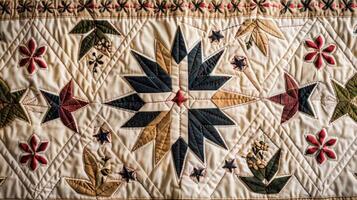 With delicate stitching and attention to detail each member of the quilting bee works diligently on their own unique pattern creating a stunning display of Westerninspired fabric photo