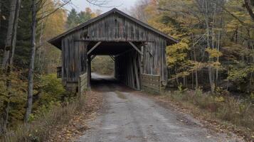 An old covered bridge along the trail with a sense of nostalgia and history lingering in the air photo
