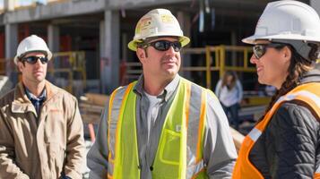 Construction managers overseeing the building of a community college with a focus on creating an inclusive and accessible facility for all students photo