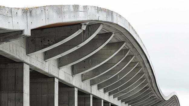 Curved formwork lines create a unique pattern for a concrete roof adding interest and texture to a modern building design photo