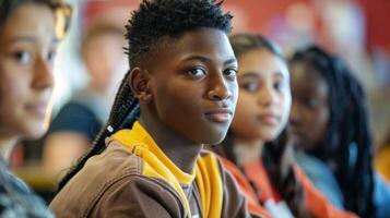 A group of teenagers participate in a leadership training program at the community center learning skills that will benefit their future involvement in the project photo