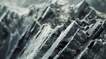 A closeup of a moraines jagged edges a result of the glaciers constant movement and reshapin photo