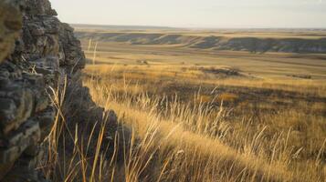 The rustling sound of wind through tall grasses as it makes its way through the valleys and ridges of the loess walls photo