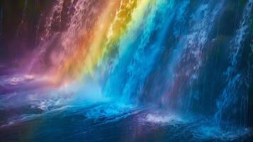 Natures symphony the soothing sounds of a waterfall accompanied by the vibrant colors of a rainbow photo