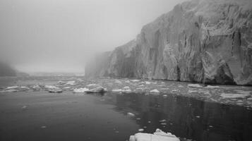 Near the glaciers edge chunks of ice float aimlessly in the ocean eventually melting and becoming one with the sea photo