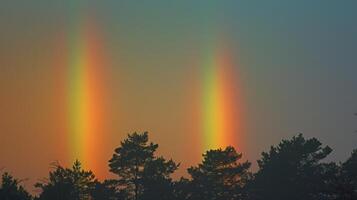 A harmonious blend of colors as two rainbows appear together in the sky photo