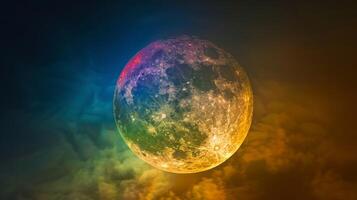 The full moons radiant light gives birth to a lunar rainbow a rare and breathtaking sight that holds a touch of magic photo