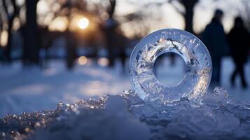 A rare occurrence of an ice circle spinning in a circular counterclockwise motion baffling onlookers photo