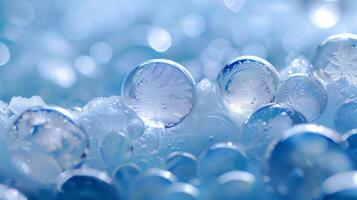 The frozen ane bubbles creating an optical illusion resembling a frozen of balloons photo