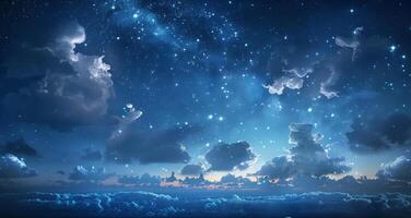 A peaceful and serene image of the night shining clouds bringing a sense of calm and tranquility photo