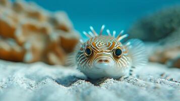 Beneath the surface the sandy ocean floor becomes a maze of lines and shapes orchestrated by pufferfish photo