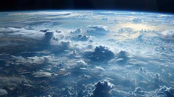 A closeup of a riverlike stream of clouds moving rapidly across the horizon a characteristic of atmospheric rivers photo