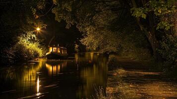 The stillness of the canal at night only disrupted by the occasional sound of a passing boat photo