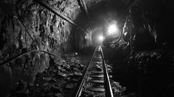 Amidst the din and commotion of the bustling mine the coal miners headlamp acts as a guiding beacon leading the way through the tunnels photo