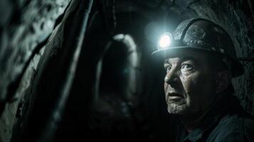 As he trudges through the narrow tunnels the coal miners headlamp casts a bright and steady glow providing him with muchneeded visibility photo