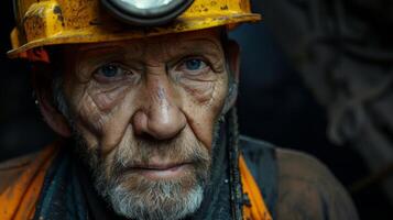 The coal miners headlamp is a symbol of his perseverance and resilience in the face of difficult working conditions photo