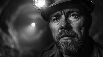 In the depths of the mine the coal miners headlamp is crucial for not only his safety but also for the success of the operation photo