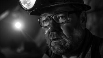 The coal miners headlamp is a constant source of light and reassurance a reminder that he is not alone in this challenging job photo