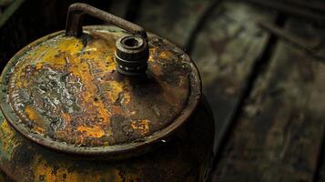 The years have worn away at the label but the oil can still holds its precious liquid undeterred by time photo