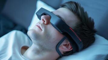 A wearable device that monitors sleep patterns and offers recommendations to improve sleep quality such as adjusting room temperature or sleep positions photo