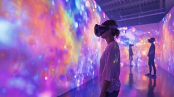 A virtual reality room where visitors can experience the artworks based on data collected from past viewer engagement photo
