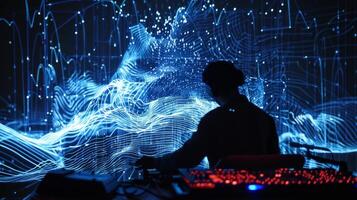 Utilizing complex statistical models the composer manipulates data to create a symphony that captures the essence of a global event photo