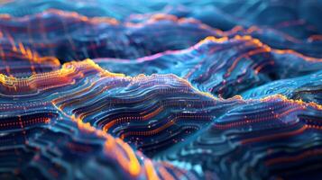 Multiple data layers overlaid on top of one another reveal intricate patterns of fault lines folds and other structural features photo