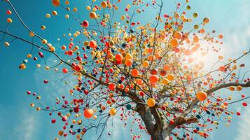 Some branches on the tree were budding with fresh data while others were dotted with colorful fruits representing the diversity of information sources photo