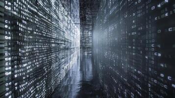 The fortress walls are made of tangled strings of binary code imtrable to anyone without the proper key photo