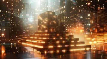 A microscopic code house where nucleotides serve as the bricks and binary digits form the foundation showcasing the possibilities of DNA data storage photo
