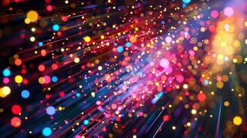 A cascade of vividly colored quantum particles symbolizing the visualization capabilities of quantum computing in data analysis photo