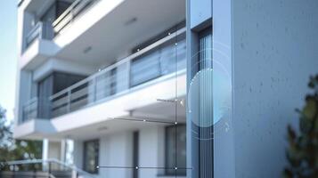 A biometric voice recognition system being used to grant access to a private apartment building ensuring only authorized individuals can enter photo