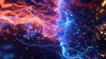 Like a budding mind the AI avatar eagerly consumed the vast amounts of data swirling around it growing in knowledge with each passing moment photo