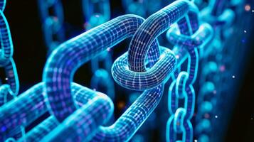 The interlinking of data blocks forming a strong and incorruptible chain representing the trustworthy and immutable nature of blockchain data photo