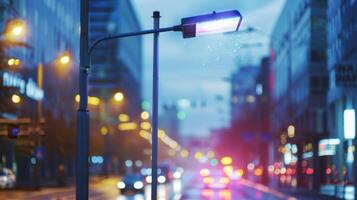A smart street lighting system that adjusts brightness based on traffic patterns and weather conditions photo