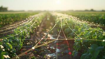 A smart irrigation system automatically adjusts water usage based on realtime data ensuring crops receive the optimal amount of moisture for maximum growth photo