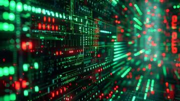 Flashing red and green lights indicate the constant battle between cyber threats and the defenses put in place to mitigate them photo