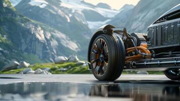 An electric vehicle with a sophisticated data monitoring system tracking battery usage and charging patterns to optimize performance and extend range photo