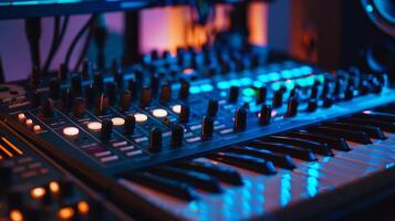 Through the use of MIDI controllers and sequencers music is composed and produced using a fluid and efficient data flow photo