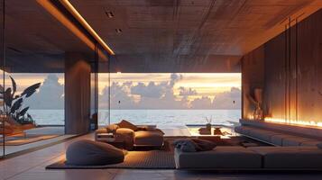 A beachfront villa with a smart lighting system that adjusts according to the natural light patterns and the residents sleep schedules photo