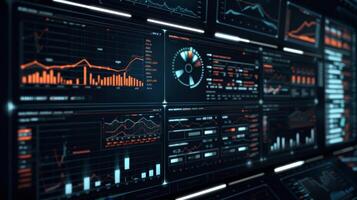 A sophisticated data refinery where raw information is transformed into valuable insights charts and visualizations for clients photo