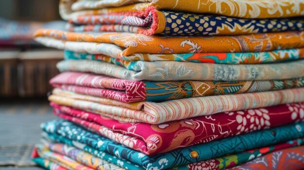 A stack of cloth napkins with a mix of solid colors and patterns demonstrating how easy it is to mix and match for any occasion photo