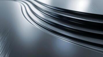 A smooth and glossy surface with faint horizontal lines reflecting light on a curved display photo