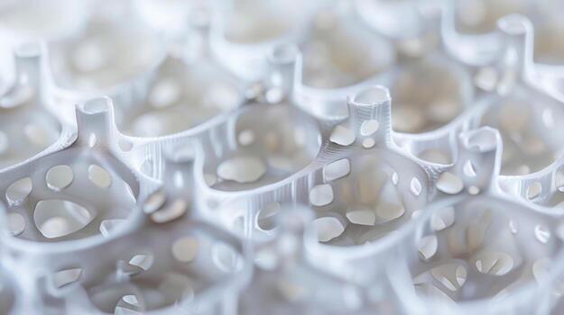 Translucent Grid This closeup reveals the semitranslucent quality of a 3D printed lattice with light passing through the small gaps in the gridlike pattern photo