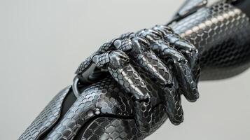 Flexible Mesh The texture of this robots skin is more pliable and flexible than traditional metal composed of a fine mesh that allows it to move and bend with ease photo