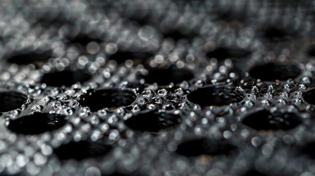 A zoomedin image of the tiny black pores tered across the surface of the battery pack allowing for efficient flow of ions photo