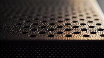 The sides of the speaker show a series of raised dots resembling braille adding a unique tactile sensation for visually impaired users photo